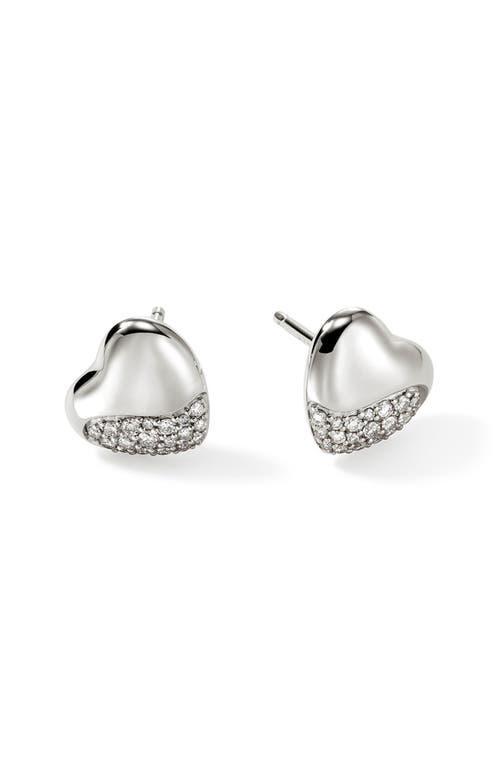 Womens Pebble Sterling Silver & 0.25 TCW Diamond Heart Stud Earrings Product Image