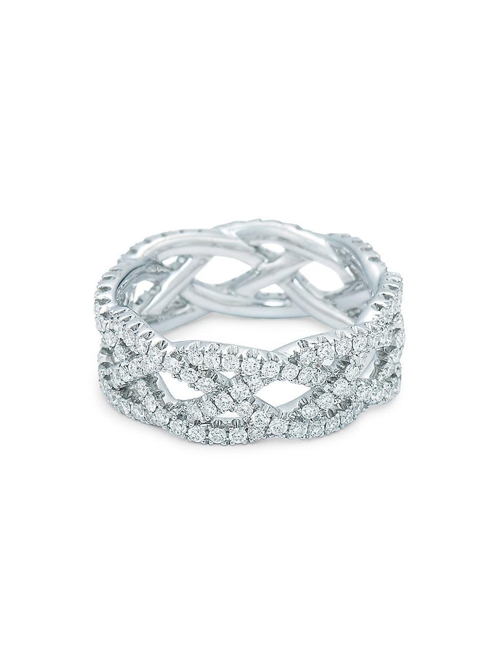 Womens Twist 18K White Gold & Diamond Pav 4-Row Ring Product Image