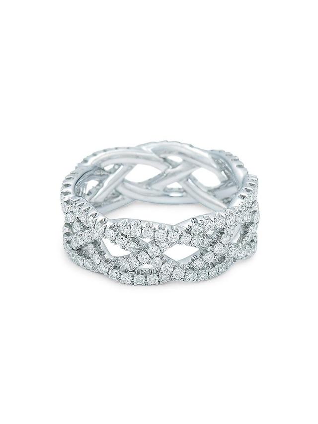 Womens Twist 18K White Gold & Diamond Pav 4-Row Ring Product Image