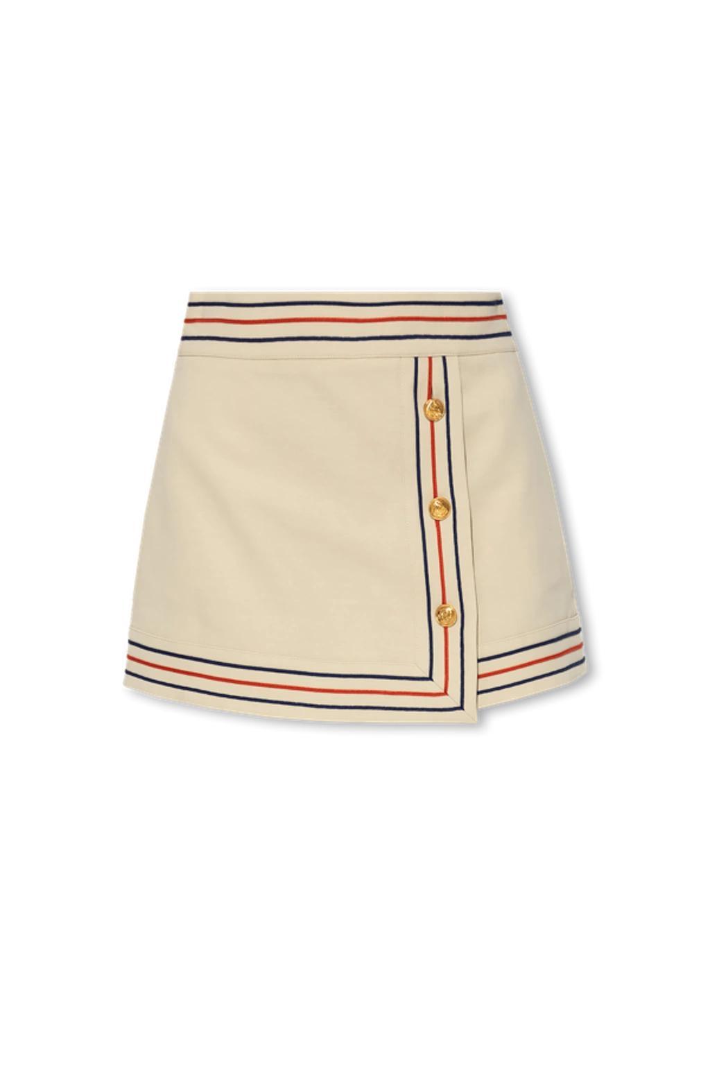 Striped Cotton Wrap Skirt In Ivory product image