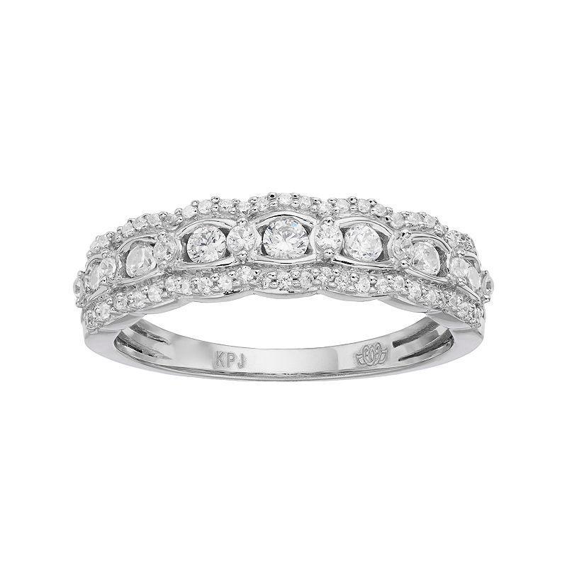 Simply Vera Vera Wang 14k White Gold 1/2 Carat T.W. Diamond Scalloped Wedding Ring, Womens Product Image