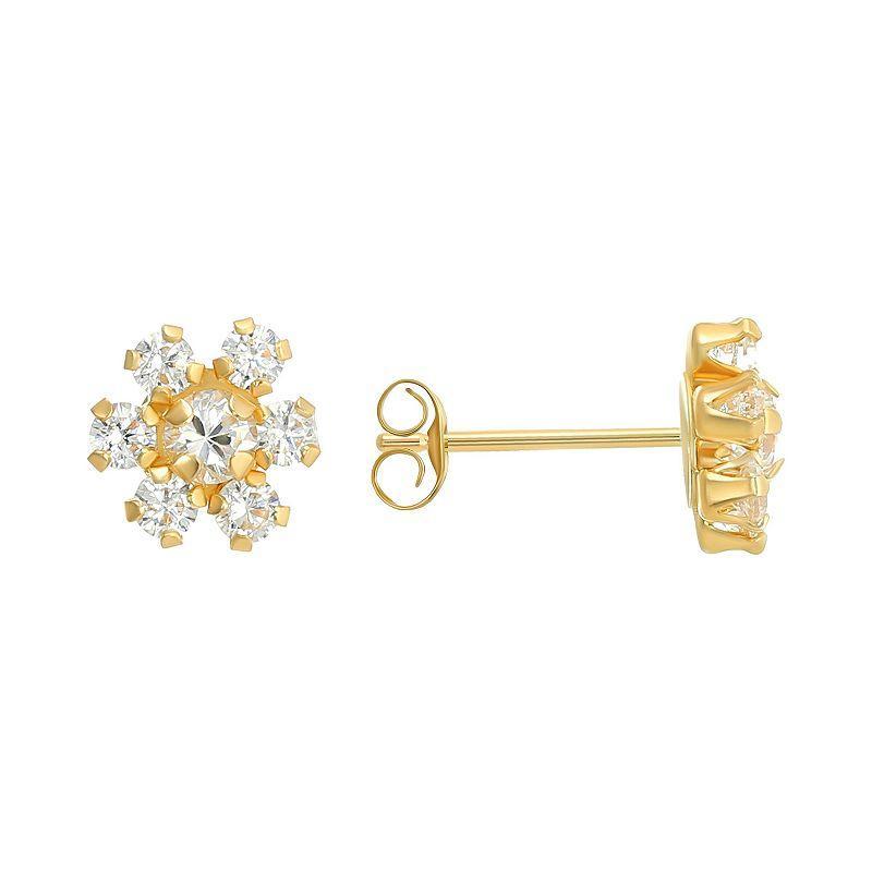 Taylor Grace 10k Gold Cubic Zirconia Flower Stud Earrings, Womens Product Image