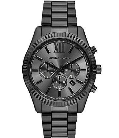 Michael Kors Mens Lexington Chronograph Black Ion Plated Stainless Steel Watch 44mm - Black Product Image