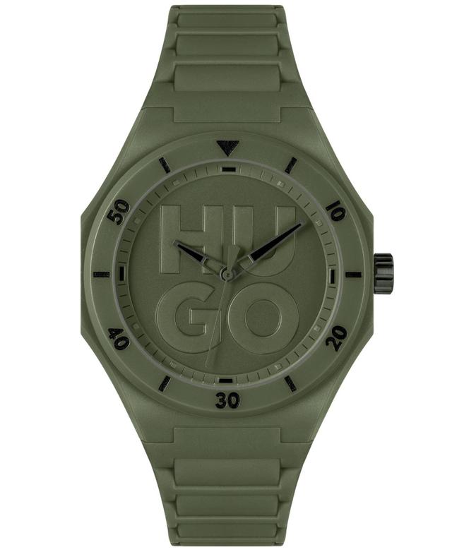 Hugo Boss Mens Grail Quartz Green Silicone Watch 42mm - Green Product Image