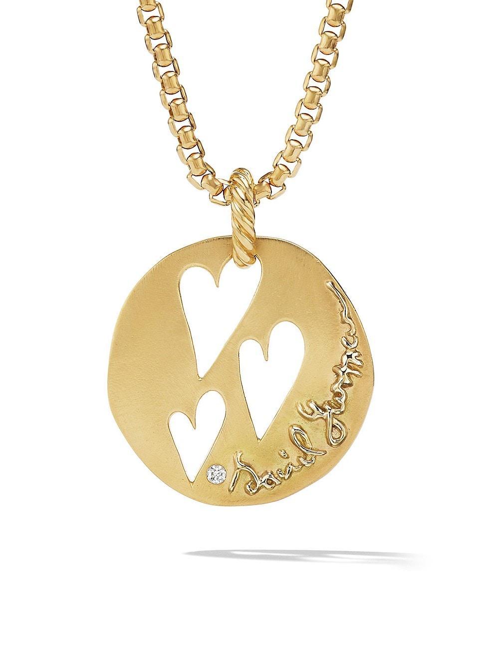 Womens DY Elements Large Open Hearts Pendant In 18K Yellow Gold With Diamonds Product Image