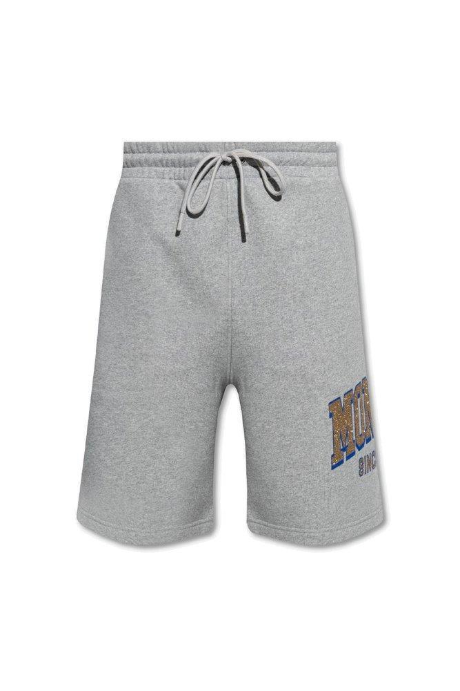 Logo Printed Drawstring Shorts In Grey Product Image