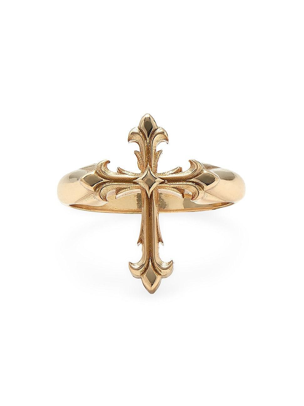 Mens Gold Romanticrock Cross Ring Product Image