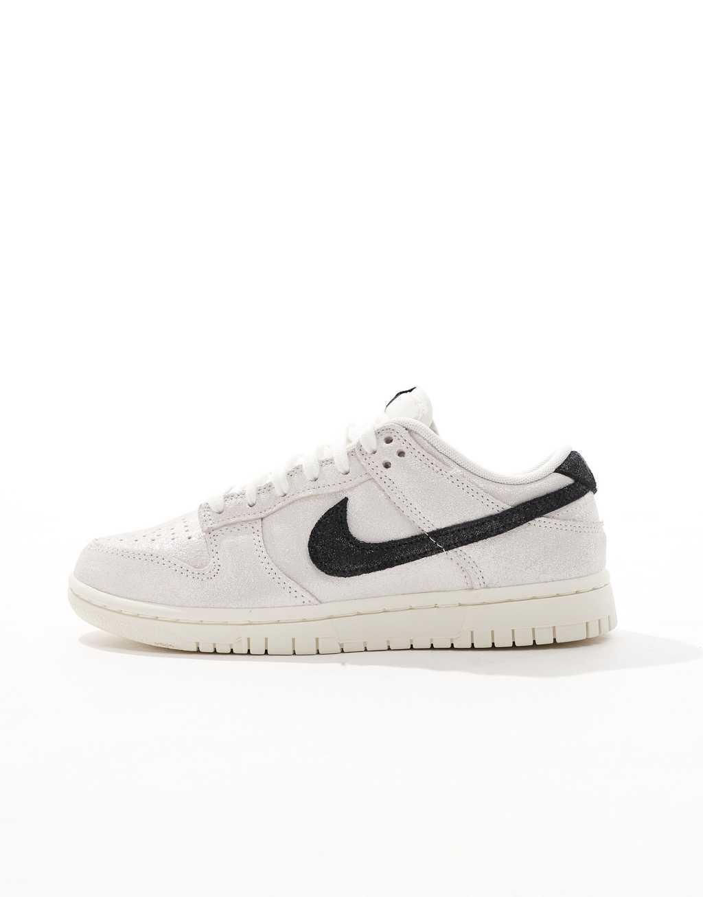 Nike Dunk Low glitter sneakers in white and black Product Image