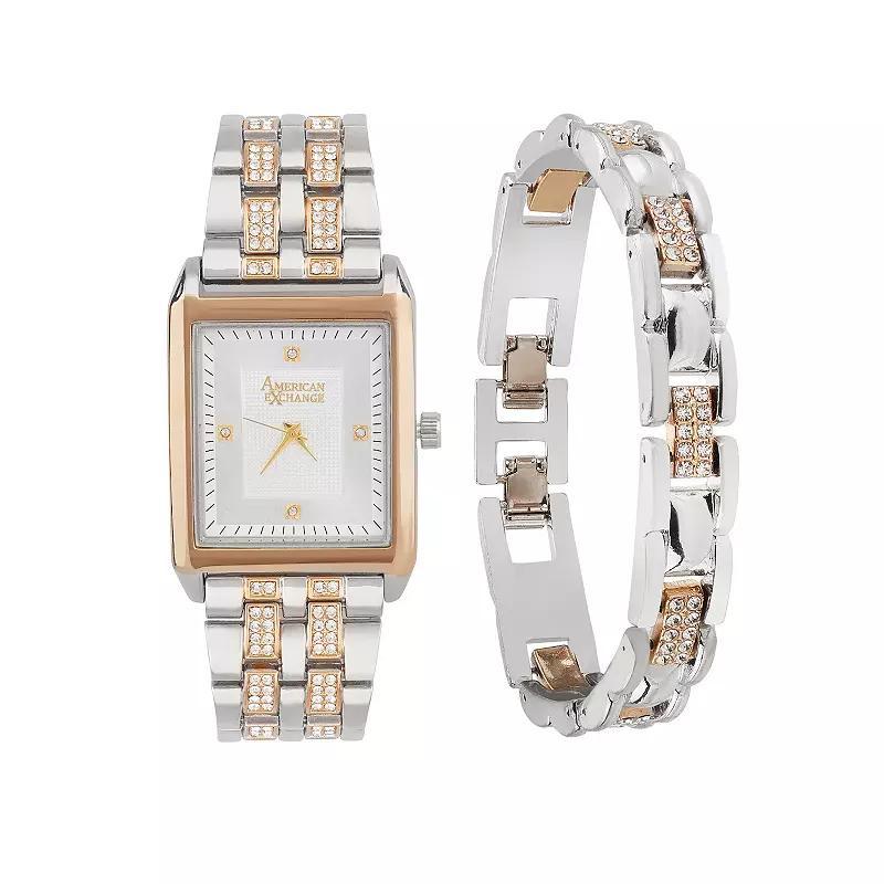 American Exchange Mens Gold Tone Metal Alloy Watch & Bracelet Set Product Image