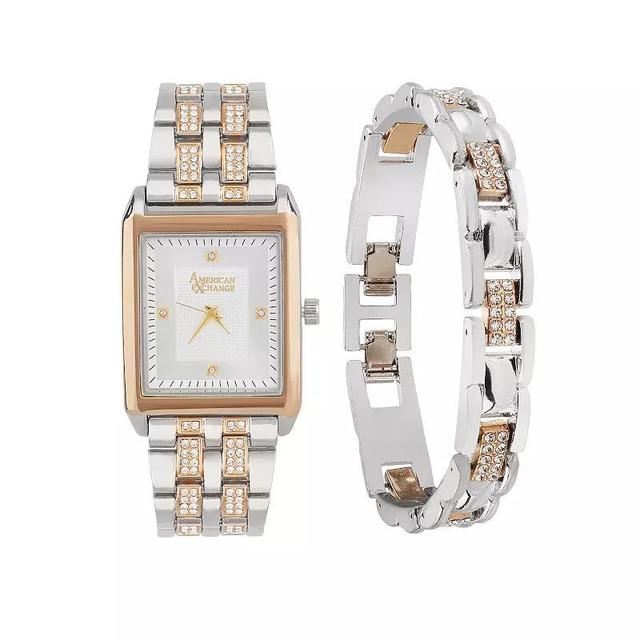 American Exchange Mens Gold Tone Metal Alloy Watch & Bracelet Set Product Image