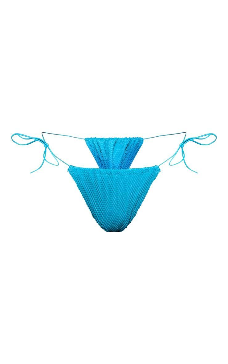 Teal Textured Tie Side Bikini Bottoms Product Image