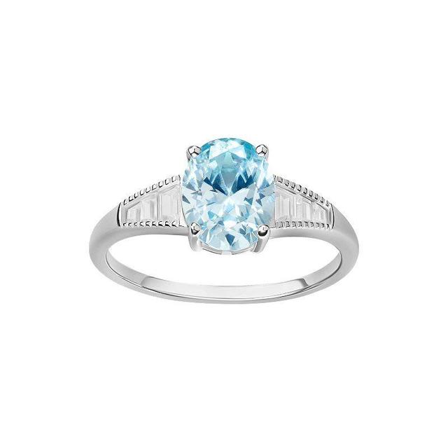 PRIMROSE Garnet & Cubic Zirconia Baguette Ring, Womens Blue Product Image