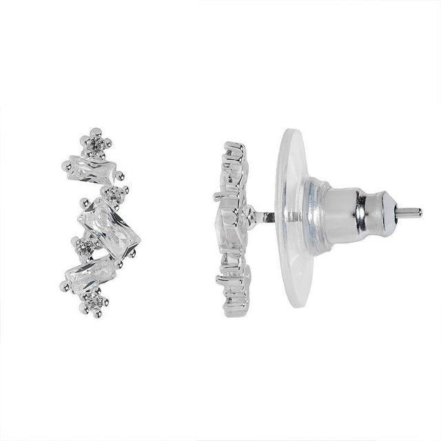 LC Lauren Conrad Silver Tone & Cubic Zirconia Nickel Free Ear Crawler Earrings, Womens Product Image