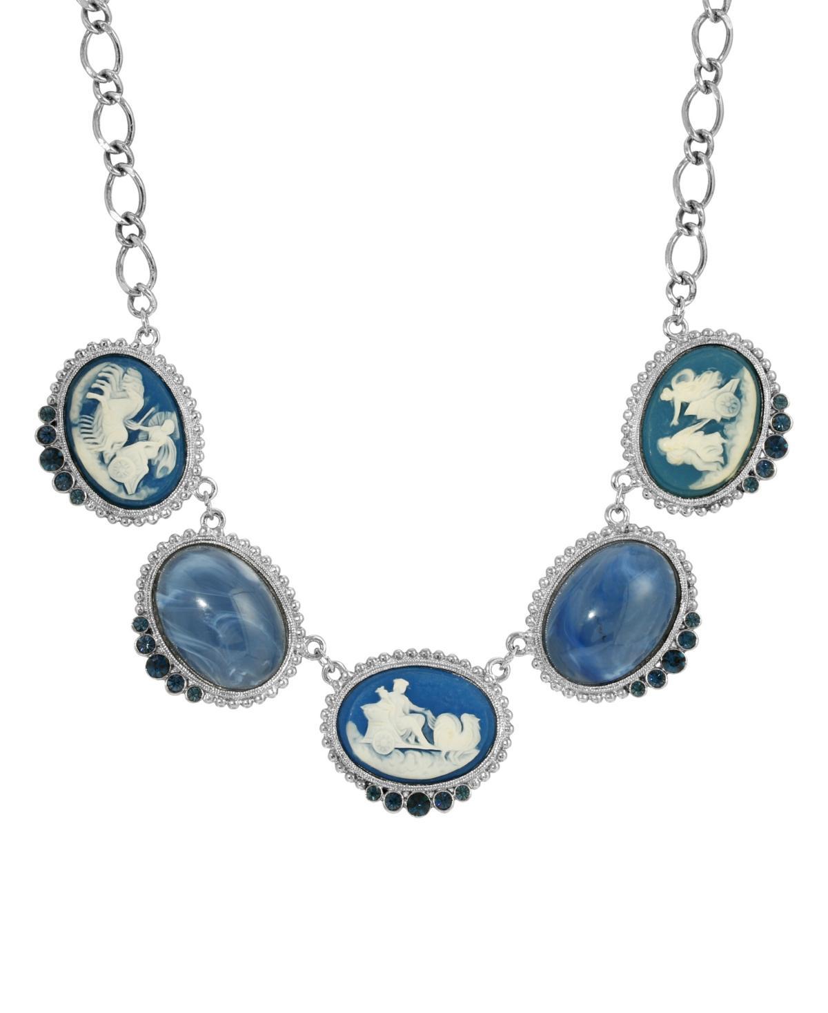 1928 Oval Cameo Collar Necklace, Womens, Blue Product Image