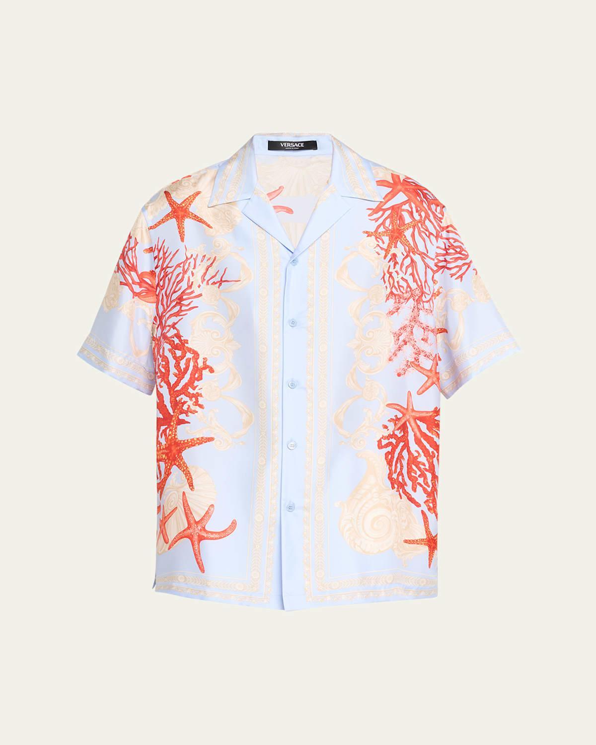 Mens Printed Silk Camp Shirt Product Image