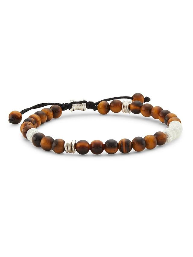 Mens Dakota Tiger Eye & Sterling Silver Cord Bracelet Product Image