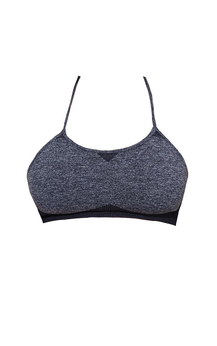 Plus Black Seamless Longline Sports Bra Top Product Image