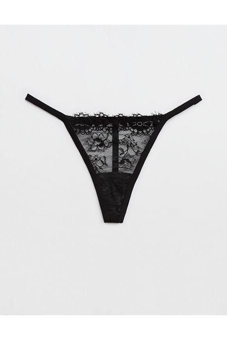 Show Off Park Picnic Lace Thong Underwear Women's True Black XS Product Image