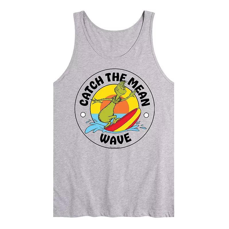 Mens Dr. Seuss The Grinch Catch The Mean Wave Graphic Tank Top Grey Gray Product Image