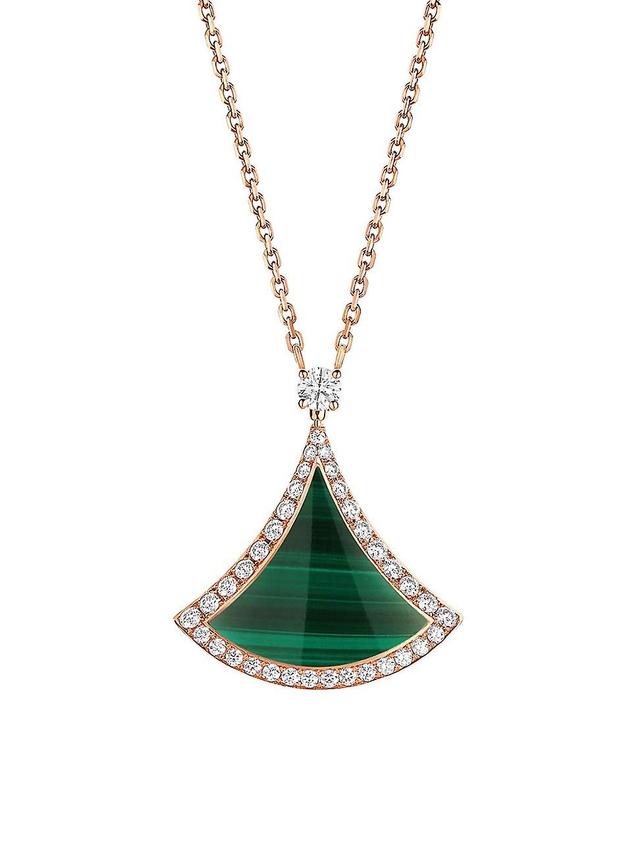 Womens Divas Dream 18K Rose Gold, Malachite, & Diamond Pendant Necklace Product Image