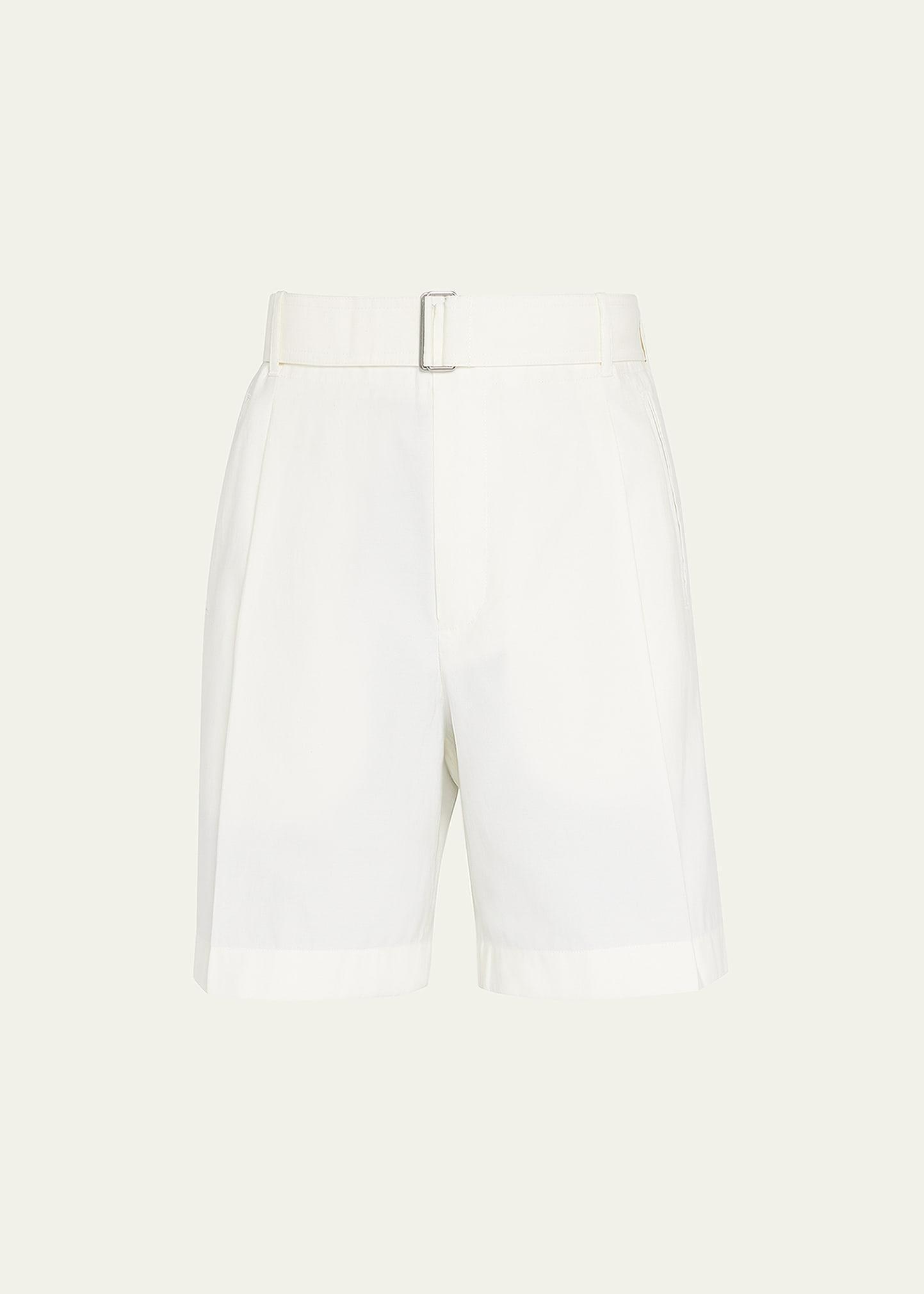 Mens Pleated Self-Belt Tailored Shorts Product Image