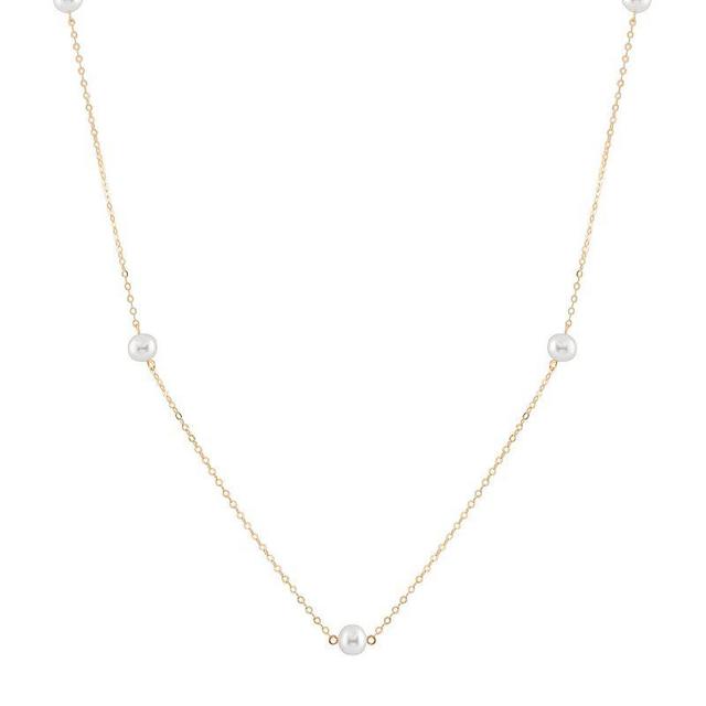 14k Gold Freshwater Cultured Pearl Station Necklace, Womens White Product Image