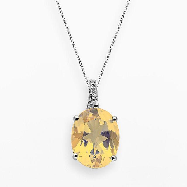 Gemminded Sterling Silver Citrine and Diamond Accent Oval Pendant, Womens Orange Product Image