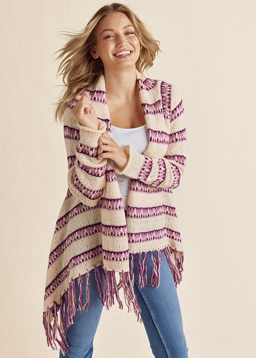 Stripe Fringe Cardigan Product Image