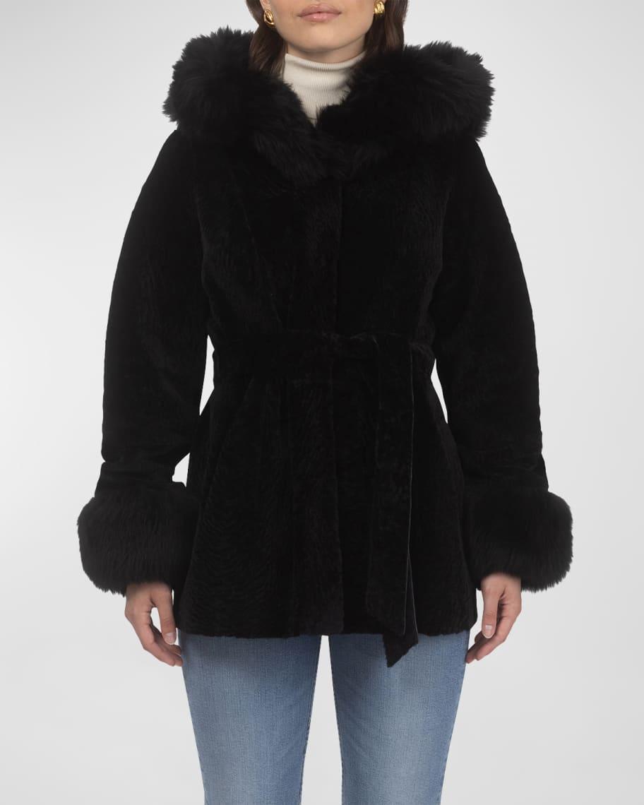 Belted Lamb Shearling Reversible Parka With Merinillo Lamb Shearling Trim Product Image