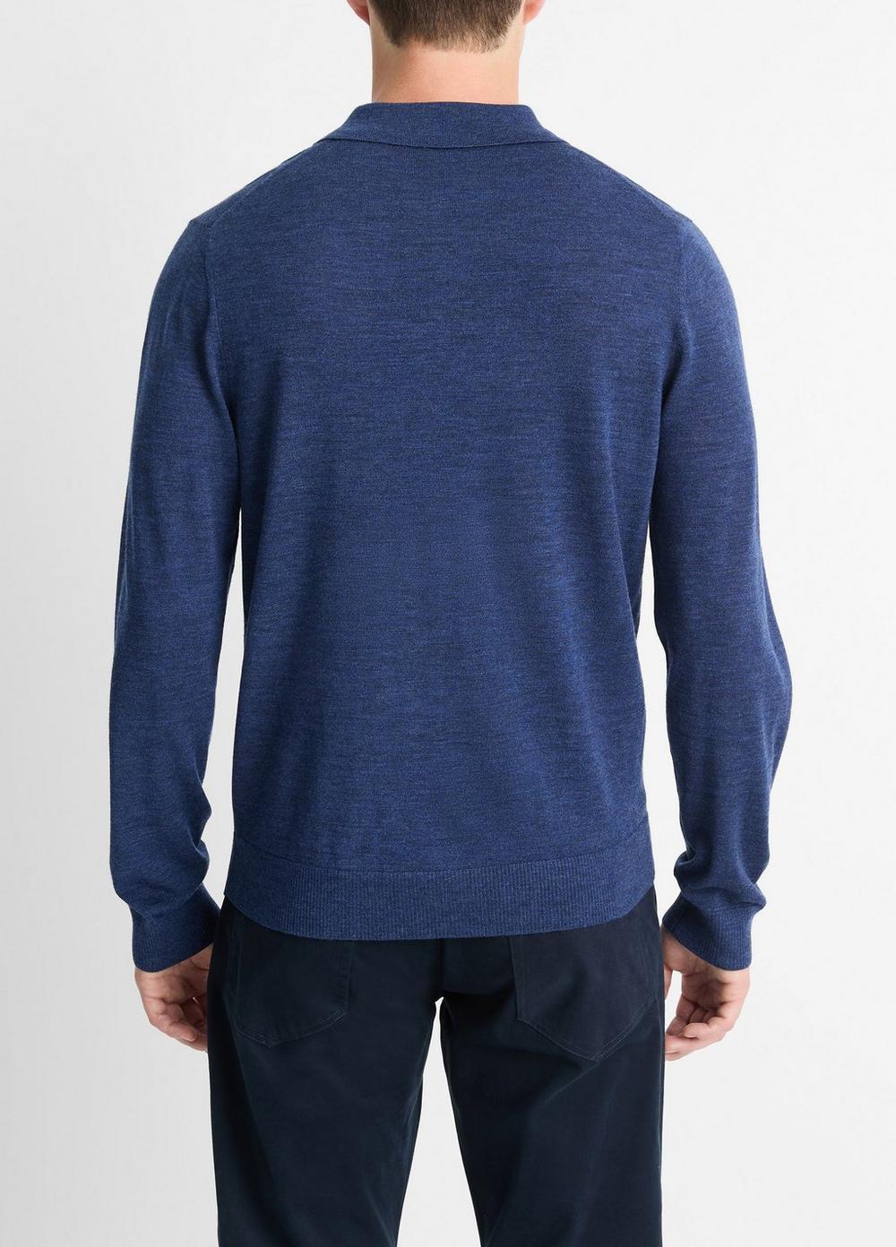 Wool Long-Sleeve Polo Sweater Product Image