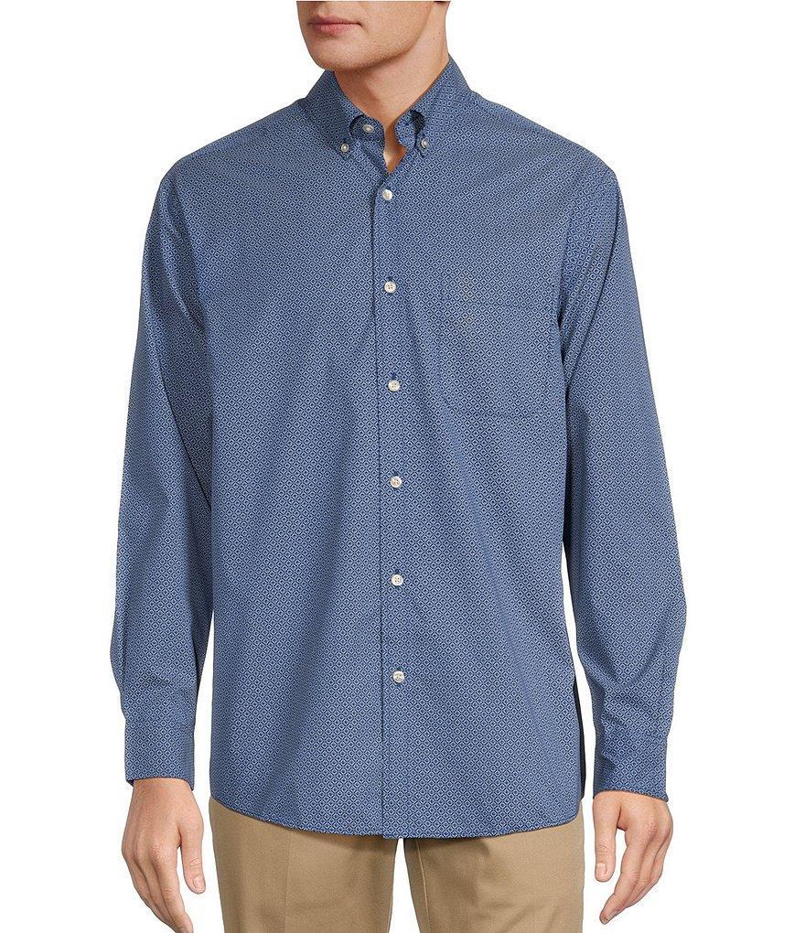 Roundtree & Yorke Big & Tall TravelSmart Classic Fit Easy Care Twill Diamond Print Sport Shirt Product Image