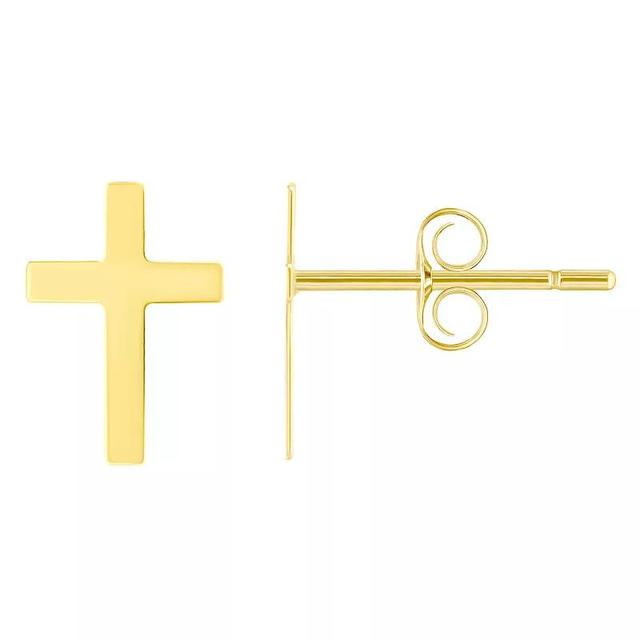 Cross Stud Earrings, Womens, 14k Gold Product Image