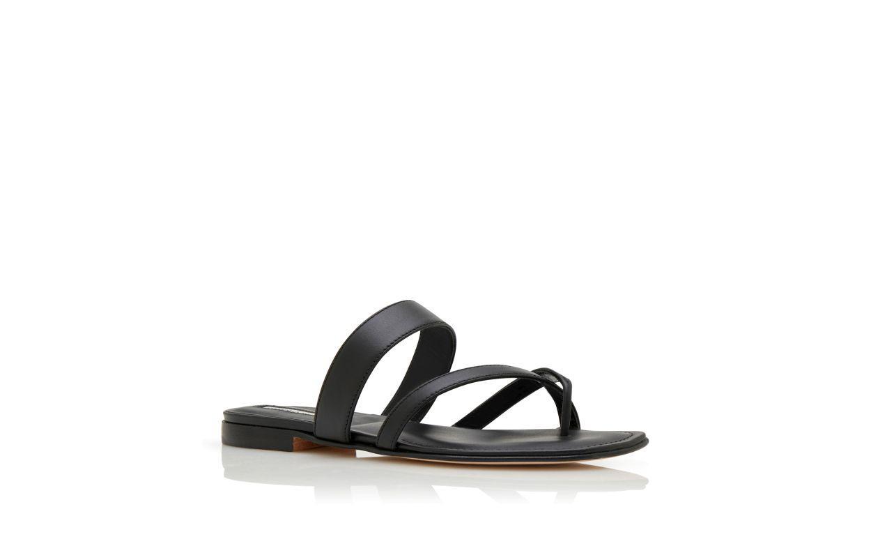 SUSA Black Calf Leather Flat Sandals Product Image