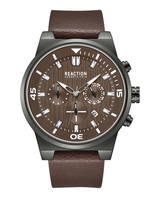 Kenneth Cole Reaction Mens Dress Sport Brown Synthetic Leather Strap Watch, 47mm Product Image