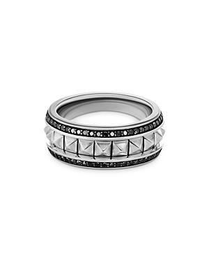 Mens Pyramid Pav Diamond Sterling Silver Band Ring Product Image