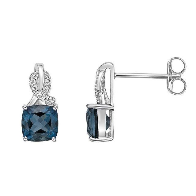 Gemminded Sterling Silver London Blue Topaz & Diamond Accent Earrings, Womens Product Image