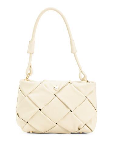 Leather Padded Woven Shoulder Bag for Women Product Image