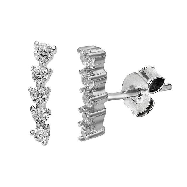 PRIMROSE Sterling Silver Cubic Zirconia Graduated Bar Earring, Womens, Silver Tone Product Image