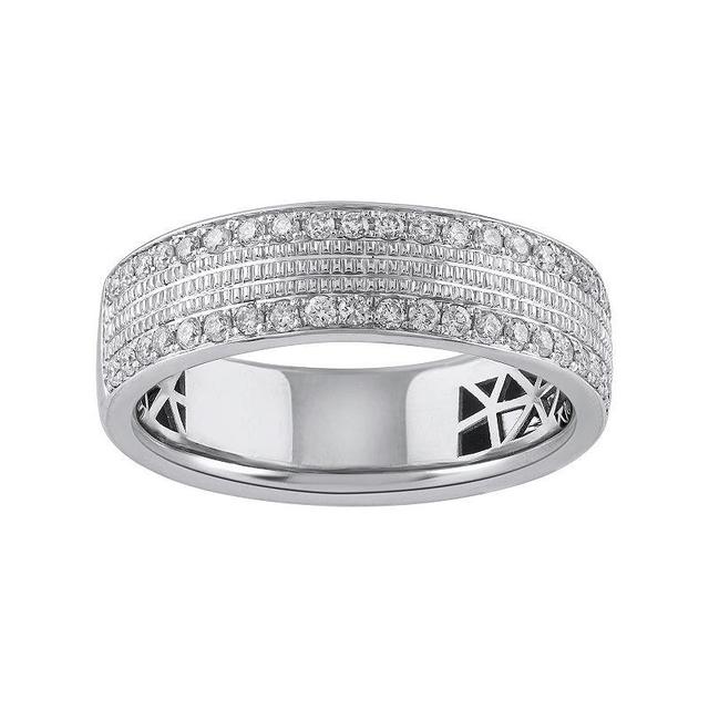 LOVE CLOUD 10k White Gold 1/3 Carat T.W. Round Cut Diamond Wedding Band, Mens Product Image