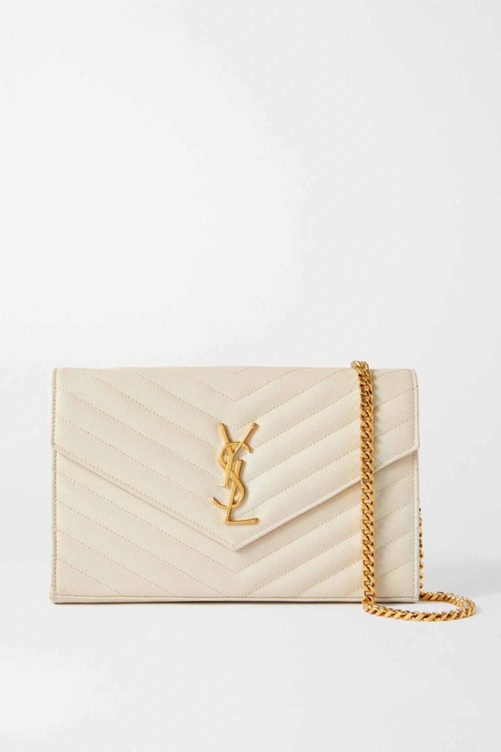 SAINT LAURENT Monogramme Textured-leather Shoulder Bag In White Product Image