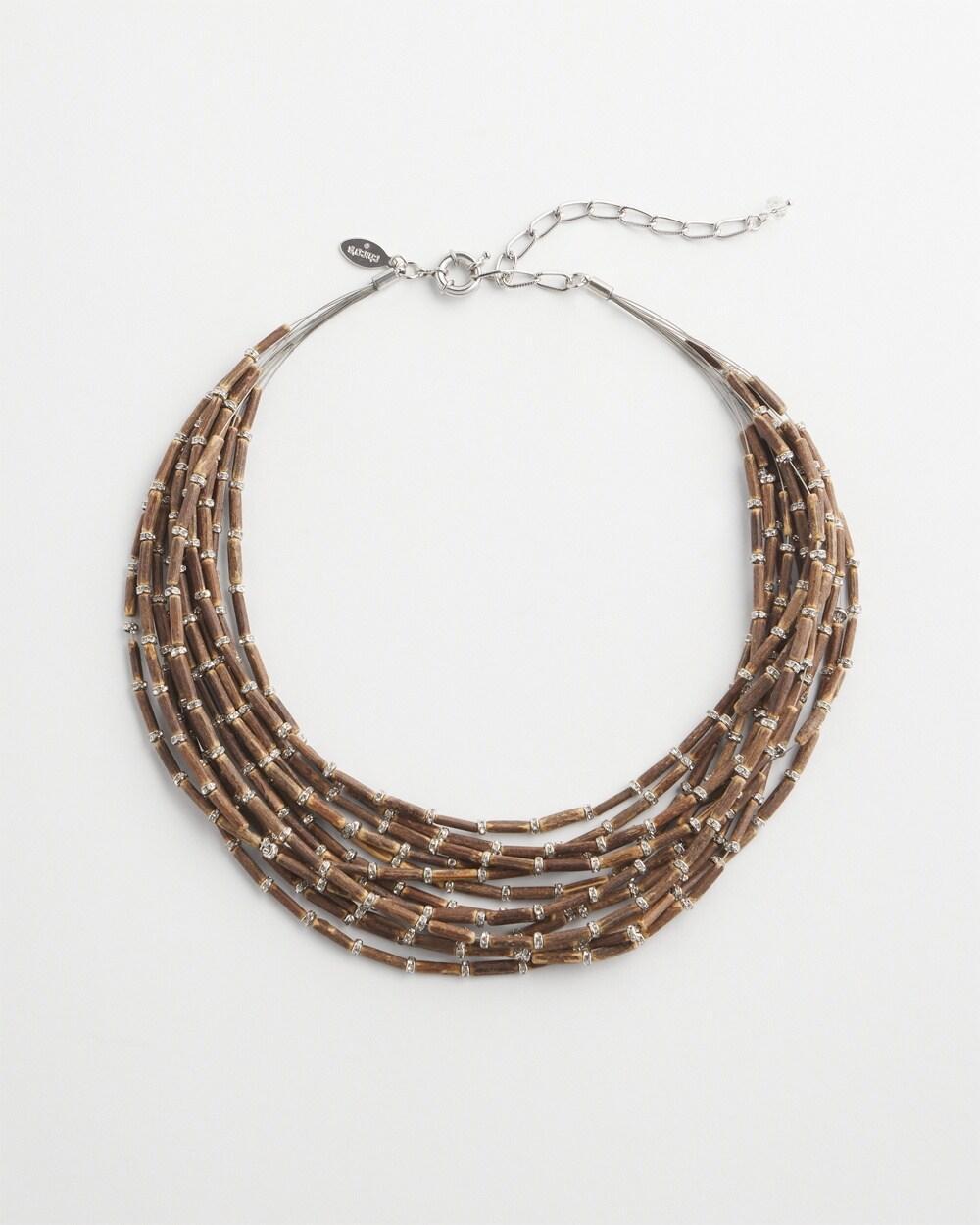 Wood Bead Illusion Necklace   Chico's - Brown - Women Product Image