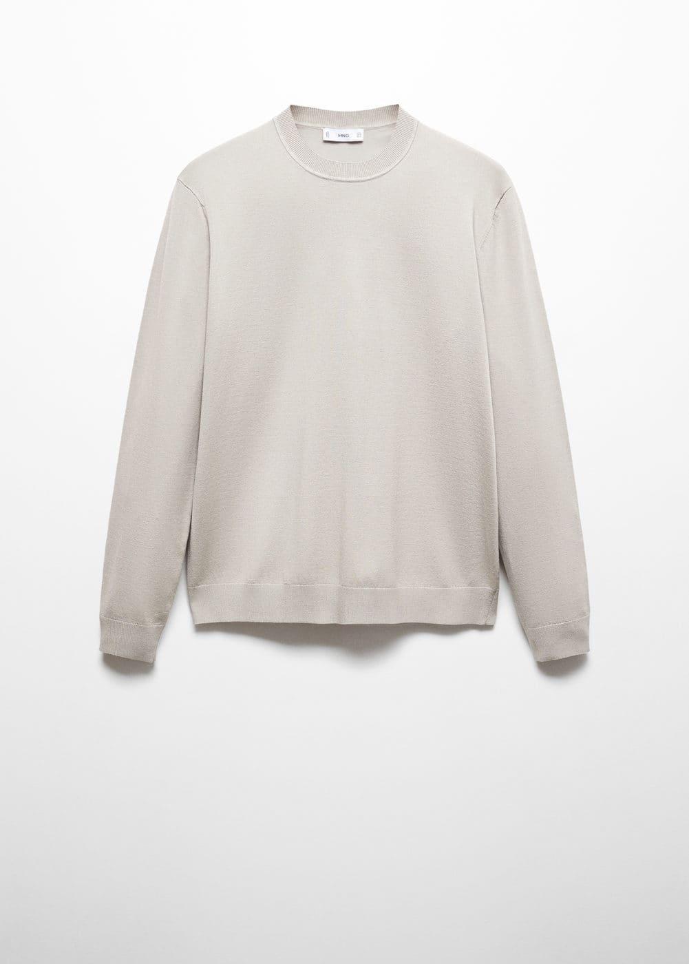 MANGO MAN - Cotton-linen round-neck knitted sweater light/pastel greyMen Product Image