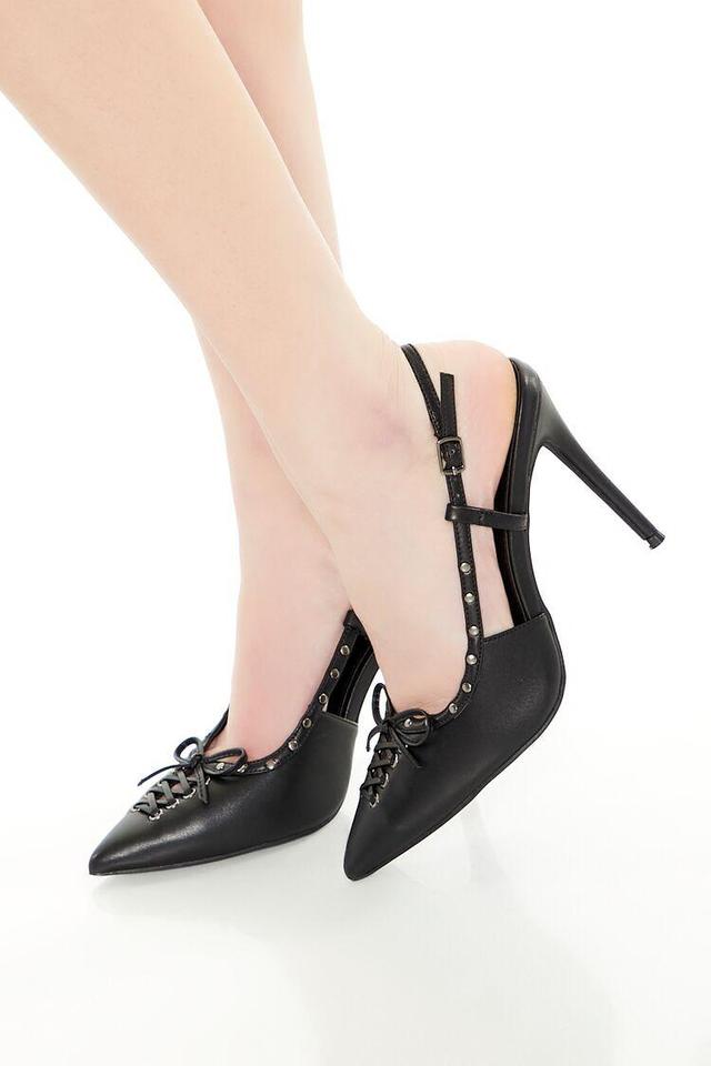 Faux Leather Lace-Up Heels | Forever 21 Product Image