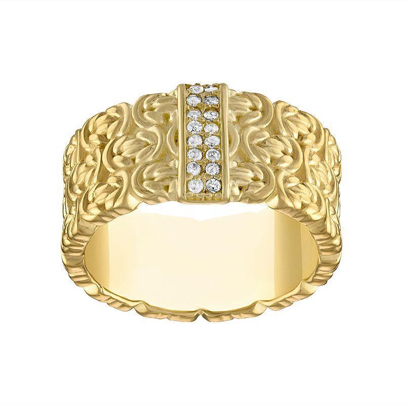 Tiara 14k Gold Over Silver 1/4 Carat T.W. Diamond Byzantine Ring, Womens Yellow Product Image