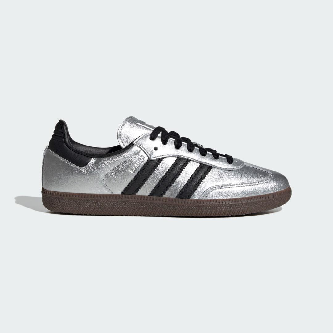 adidas Originals Womens adidas Originals Samba OG - Womens Shoes Silver Metallic/Gum/Black Product Image