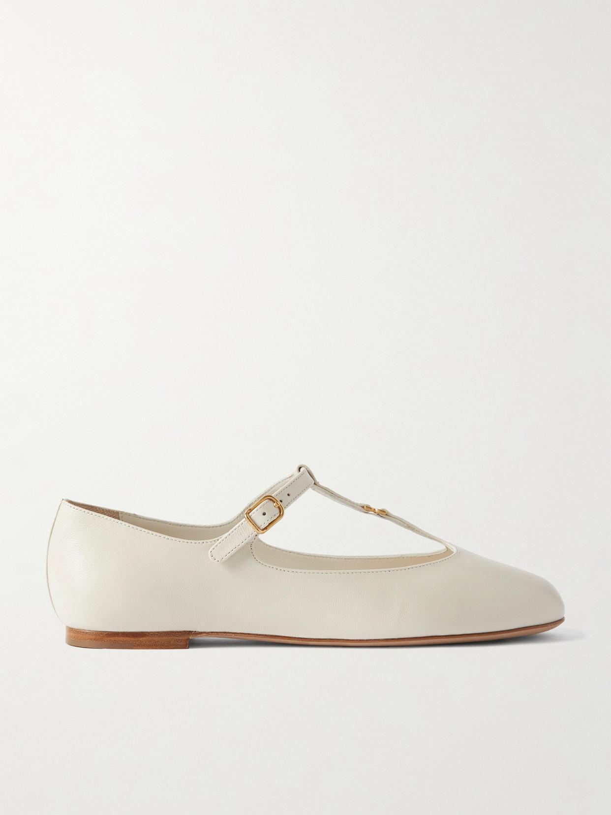 CHLOÉ Marcie Patent Mary Jane Ballerina Flats In Eggshell Product Image