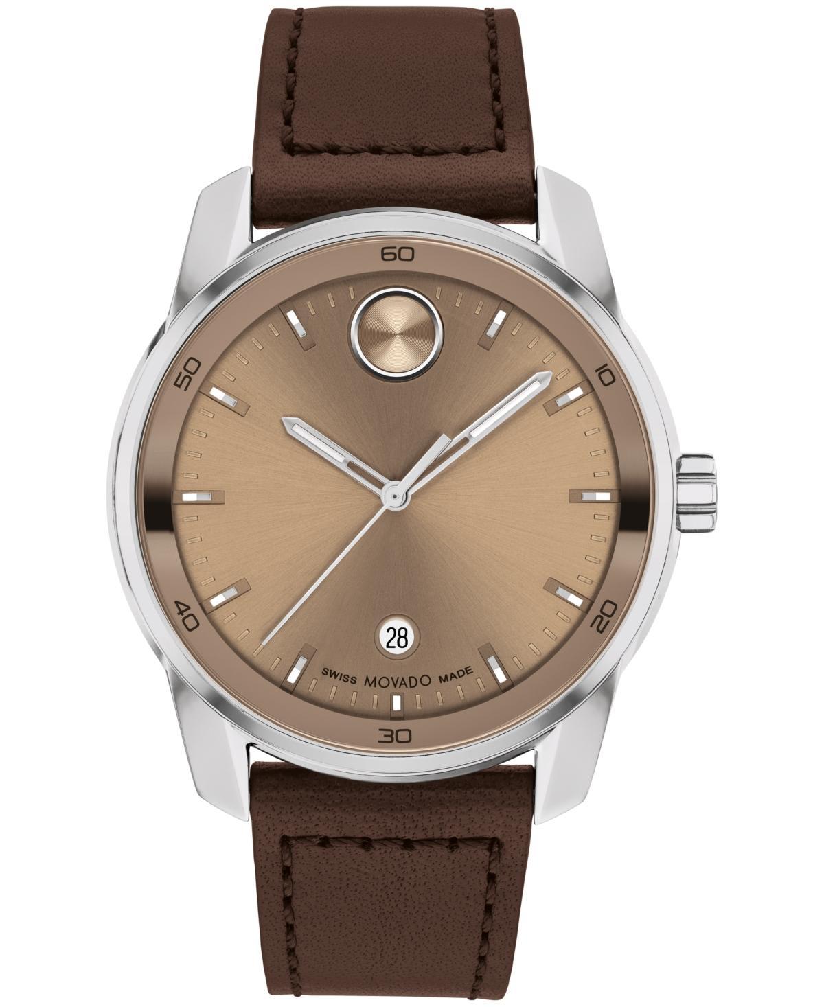 Movado Mens Bold Verso Swiss Quartz Brown Leather Watch 42mm - Brown Product Image