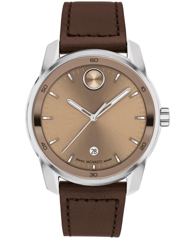 Movado Mens Bold Verso Swiss Quartz Brown Leather Watch 42mm - Brown Product Image