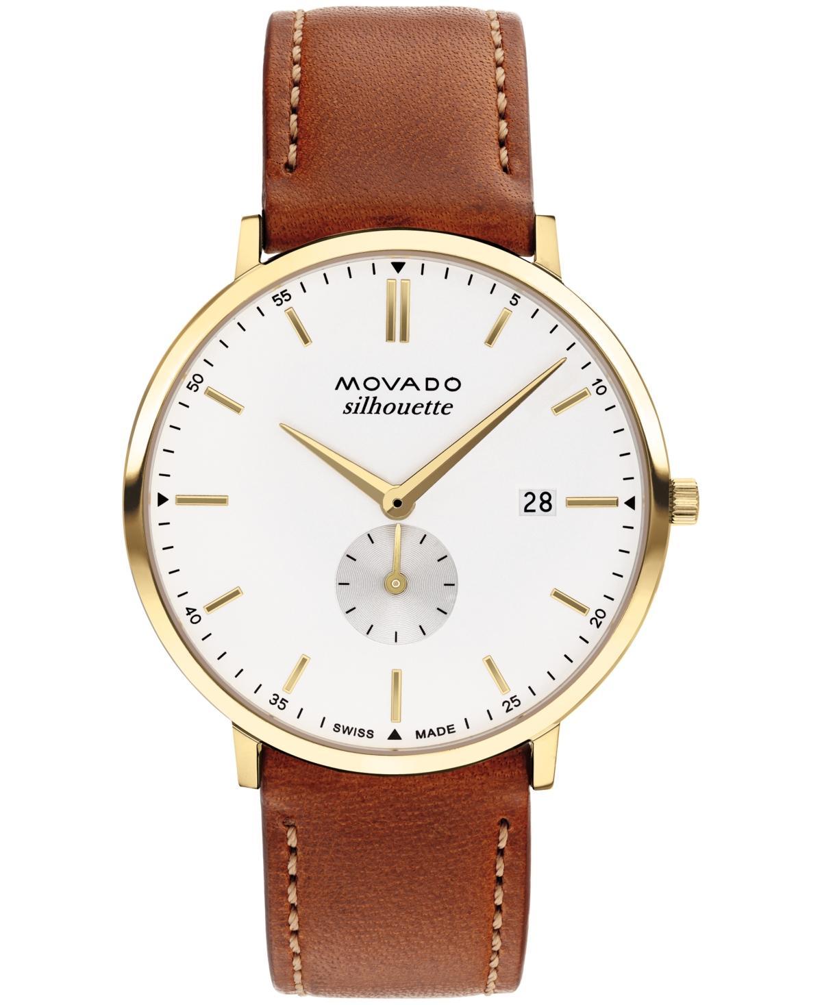 Movado Heritage Silhouette Leather Strap Watch, 40mm Product Image