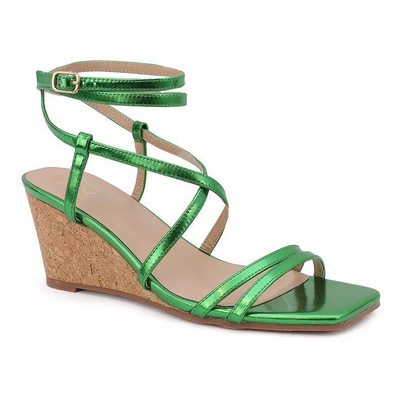 Yoki Arlette-10 Womens Low Heel Square Toe Wedge Sandals Product Image